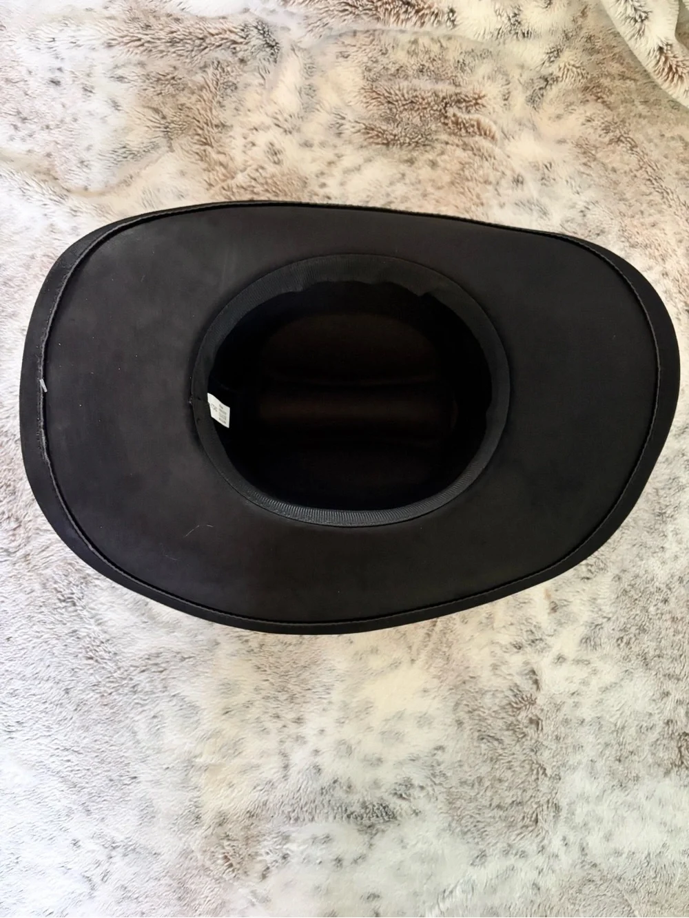 Women's Black Wide-Brim Faux Suede Felt Cowgirl Hat with Decorative Buckle Nwt